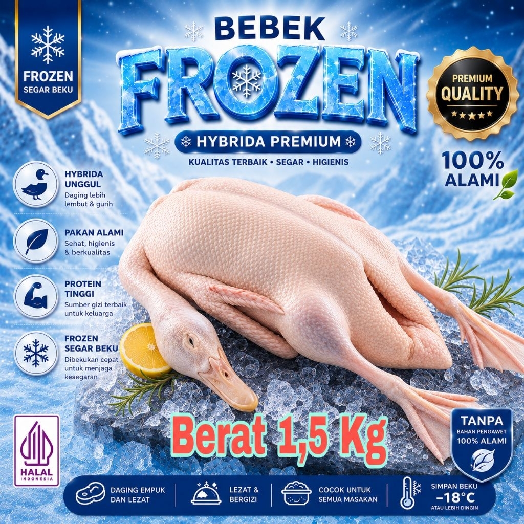 Bebek Frozen 1,5 Kg - Bebek Peking - Bebek Beku - Bebek Hibrida