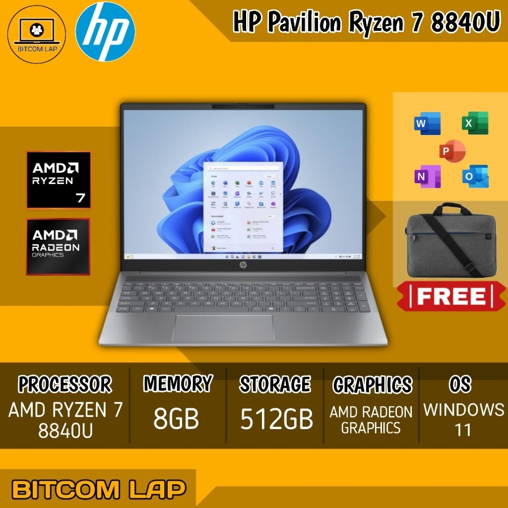 HP PAVILION 16 AMD RYZEN 7 8840U RAM 8GB SSD 1TB - WINDOWS 11 ORIGINAL