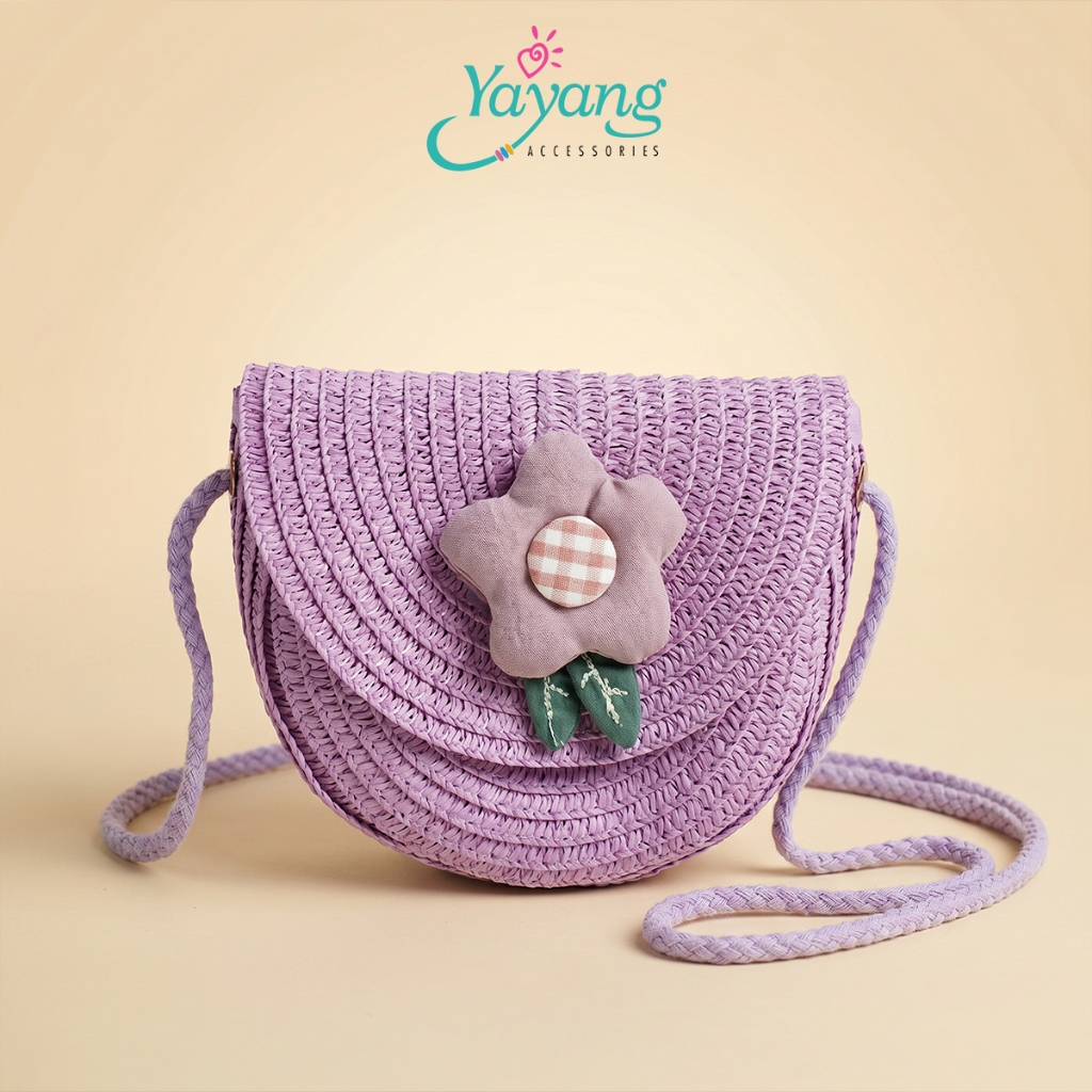 Yayang Tas Selempang Anak Perempuan Rajut Bunga Lucu Mini Bag Korean Style