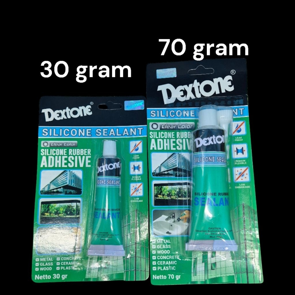 DEXTONE Lem Silikon Bening / Sealant kaca  30gr, 70gr