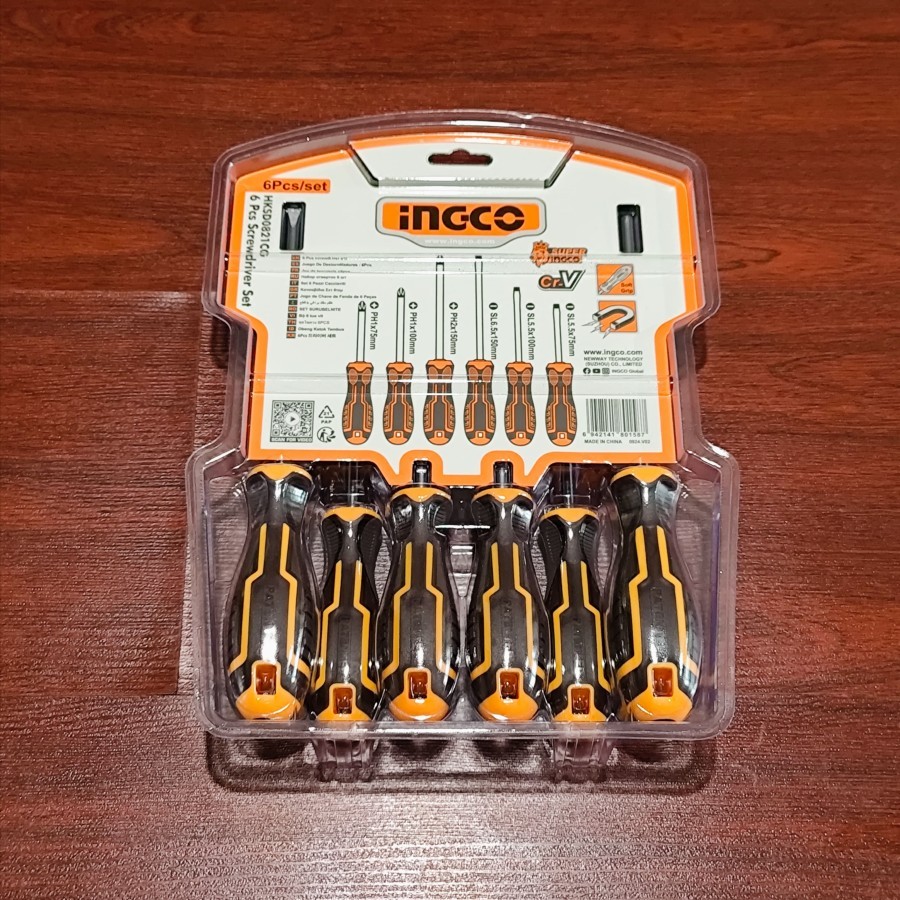 OBENG INGCO GG KARET SET 6 PCS HKSD0821CG Obeng Set Gg Karet Screwdriver Set 6pcs INGCO HKSD0821CG O