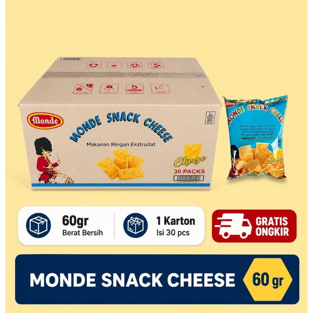 Monde Serena Snack Cheese 1 dus isi 30pcs @60gr / 1 karton @60gram x 30pcs /Monde Snack Cheese 1 kar