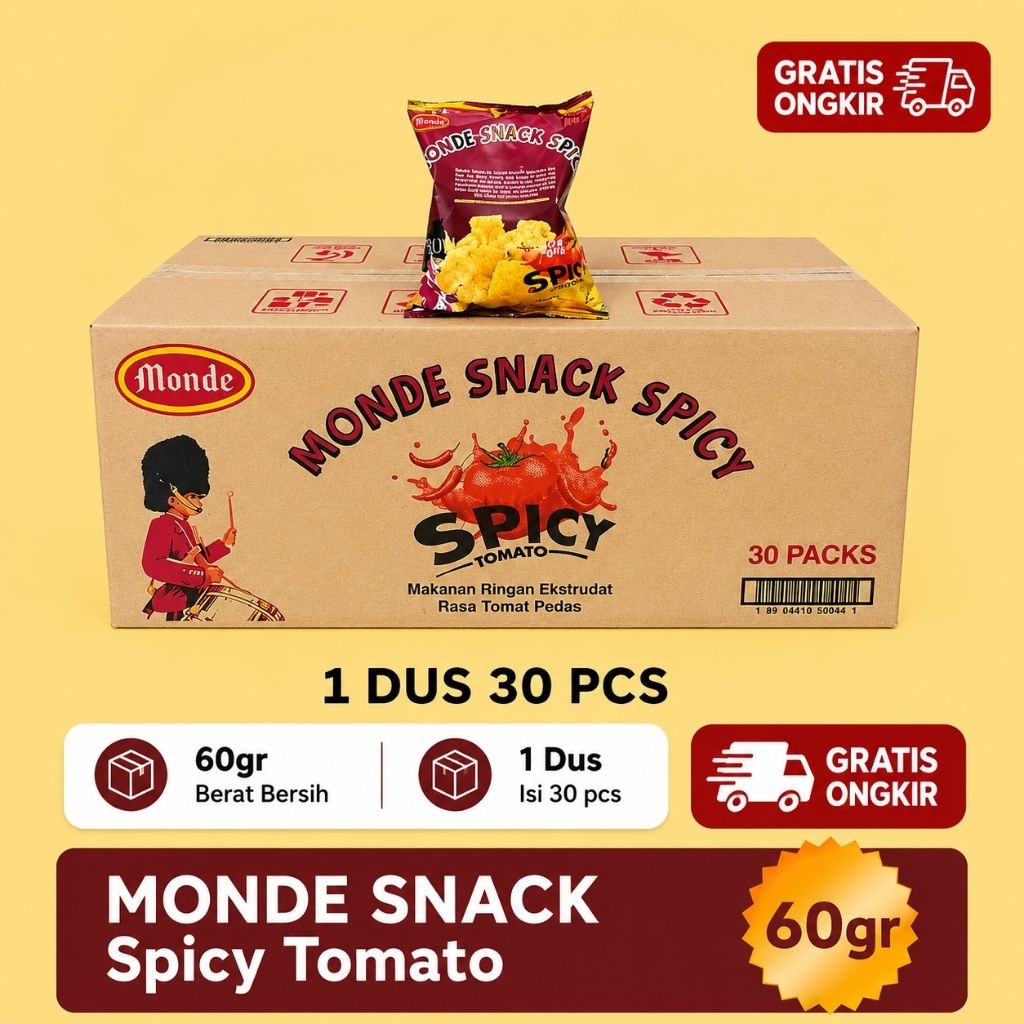 Monde Serena Snack Spicy Tomato 1 dus 30pcs @60 gram / 1 Karton isi @60gr x 30pcs / Monde Snack Spic