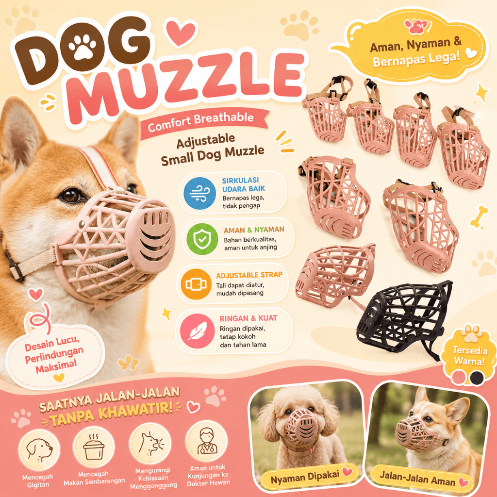 Penutup Mulut Anjing" ANJING BESAR"Brongsong Anjing Dog Muzzle - Penutup Mulut Anjing/Dog Muzzle Mou