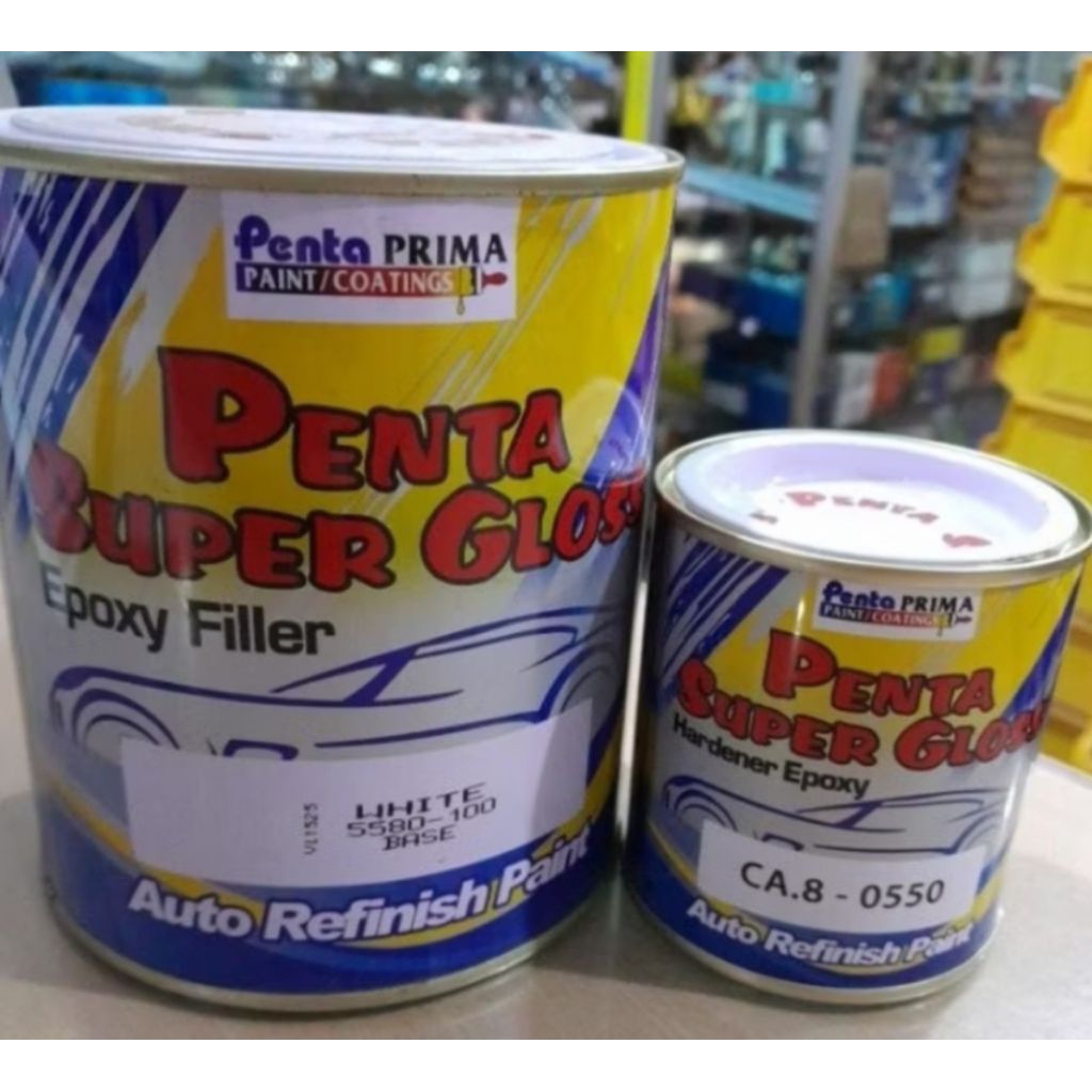penta super gloss cat penta dasar epoxy grey / putih + hardener 1kg