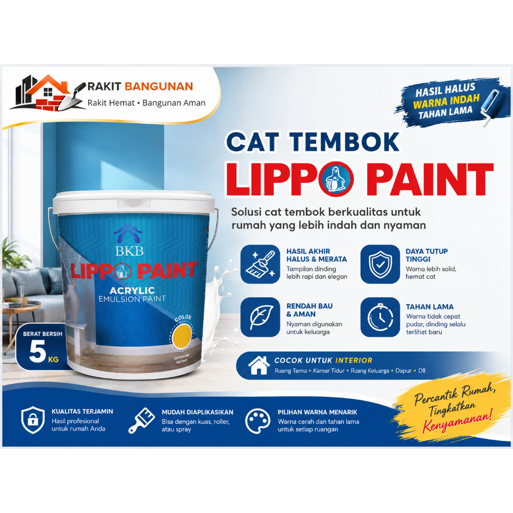 Cat Tembok Lippo Paint 5 kg Cat Murah Berkualitas tinggi dan bagus