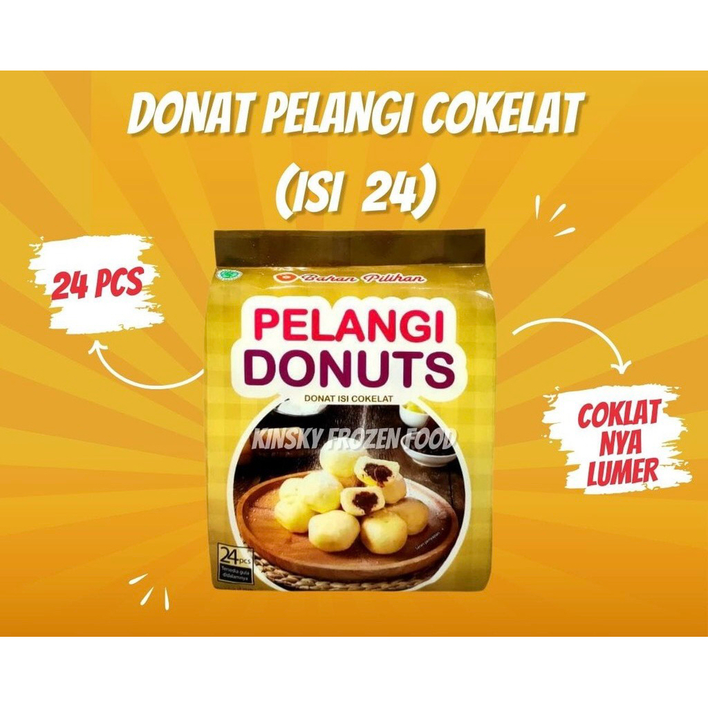 Donat Pelangi Coklat Isi 24 Mini / Coklat Lumer, Praktis