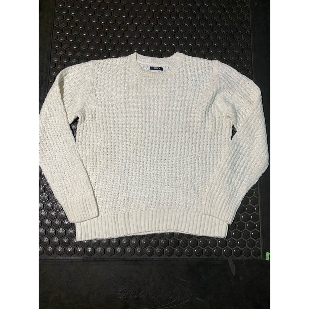 SWEATER CREWNECK RAJUT POLHAM PUTIH MEWAH BRANDED