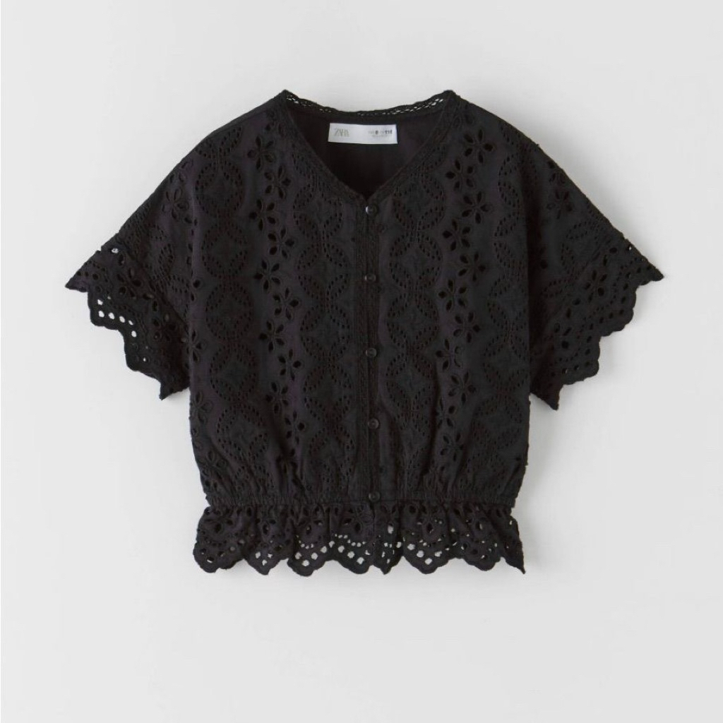 blouse crop zara katbol hitam