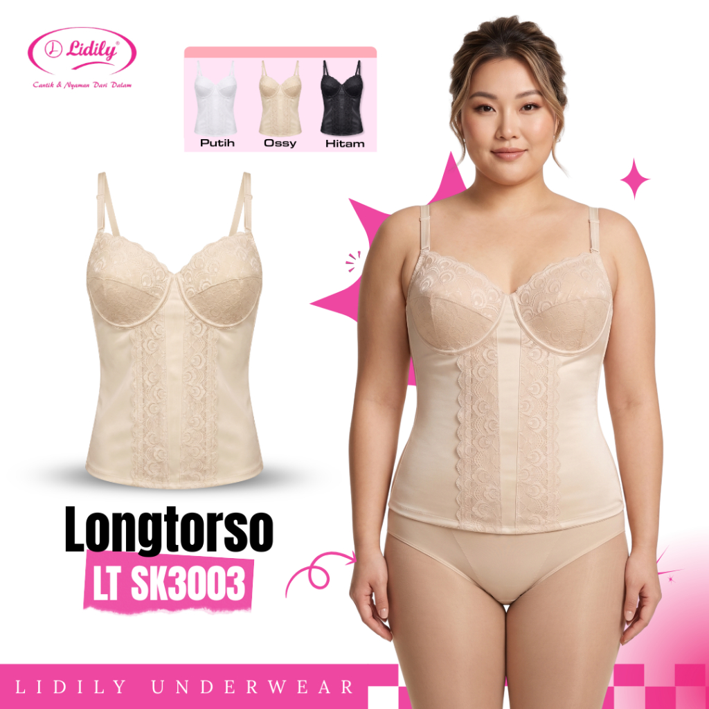 Lidily X Sargib - Longtorso Jumbo Sk3003 Bali Premium Kamisol Tali Besar | Bustier Jumbo | Dalaman K
