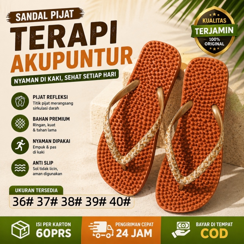 sandal refleksi kesehatan sandal trekkers rematik motif duri kecil