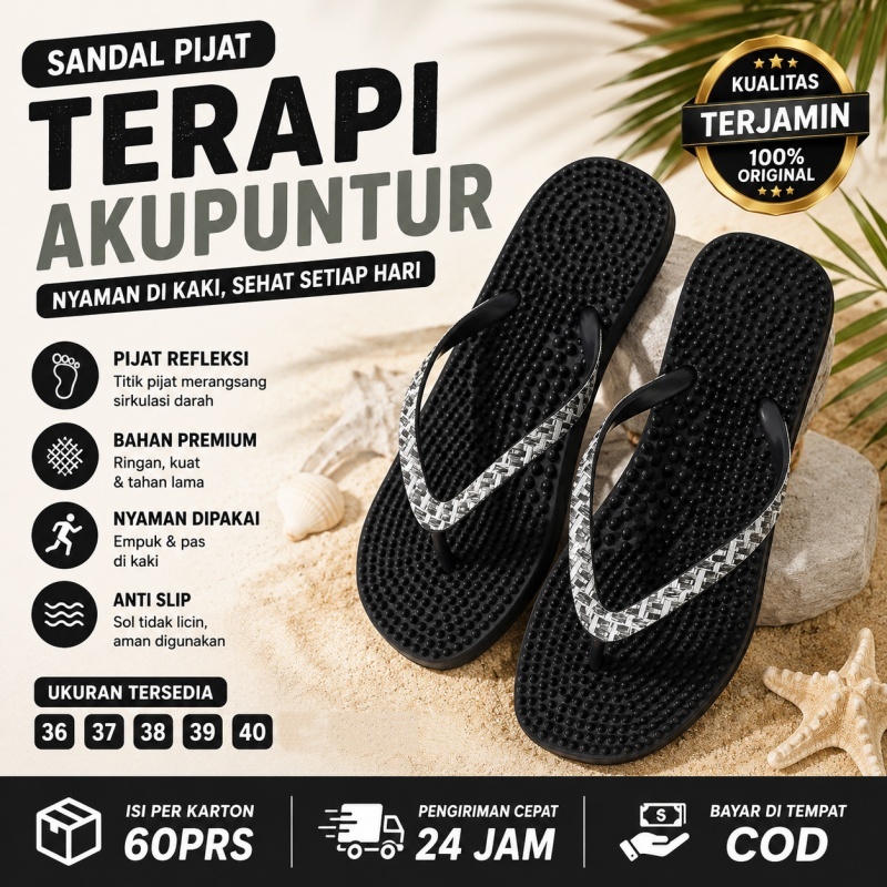Sandal Refleksi Kesehatan Sandal Trekkers Rematik Motif Duri Kecil