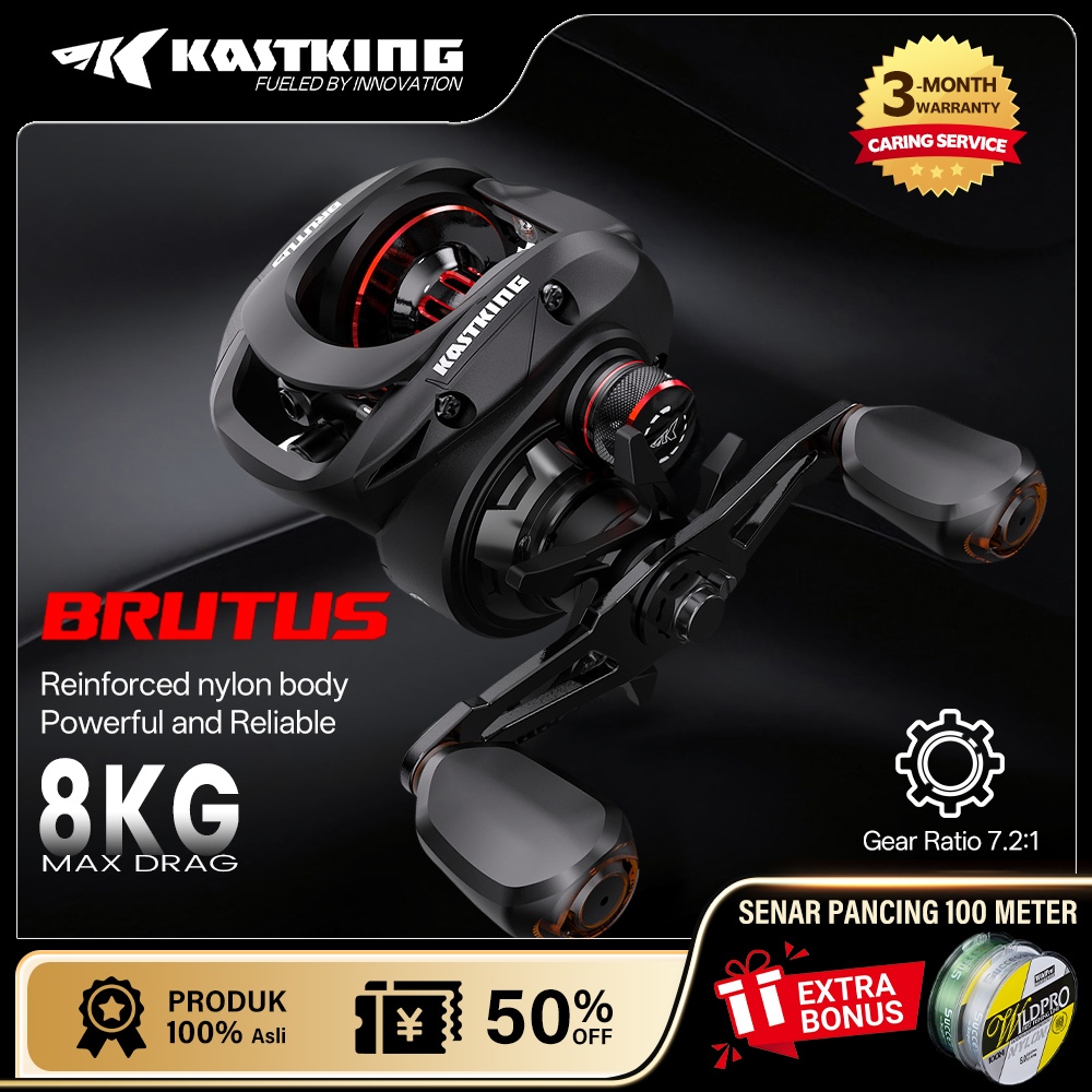 [100% ASLI] KASTKING BRUTUS Reel BC Baitcasting Reel Pancing 5+1 BB, 7.2:, 8kg Max Drag Clicker