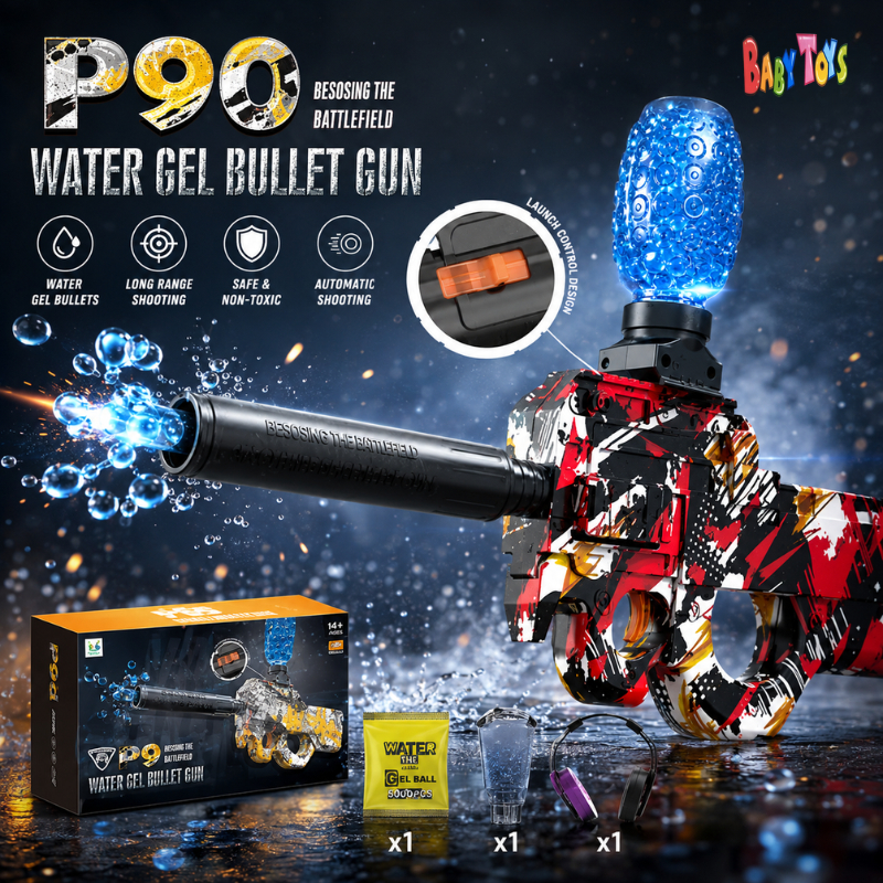 BabyToys Mainan Water Gel Blaster Elektrik P90 Tembak Tembakan Gell Toys Aman Fast Bubble Laki Laki