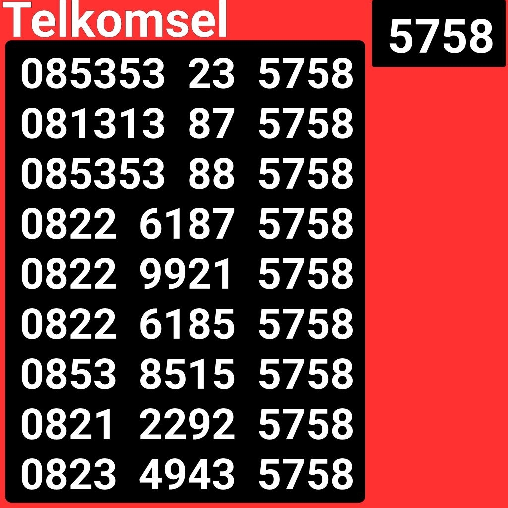NOMOR CANTIK TELKOMSEL NOMER CANTIK SIMPATI MAJU MAPAN 5758