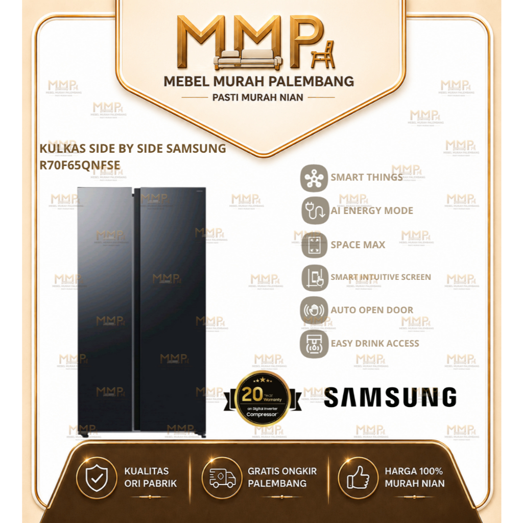 Kulkas Side by Side SAMSUNG R70F65QNFSE | Kulkas 2 Pintu Samsung Murah Palembang | Elektronik Murah 