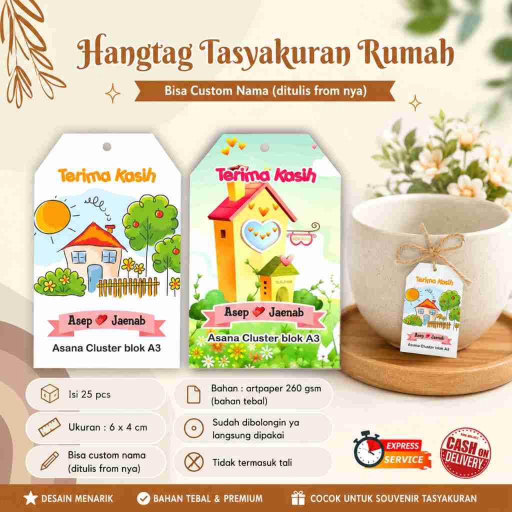 [25 pcs] Hangtag Tasyakuran Rumah / Tag / Name Tag