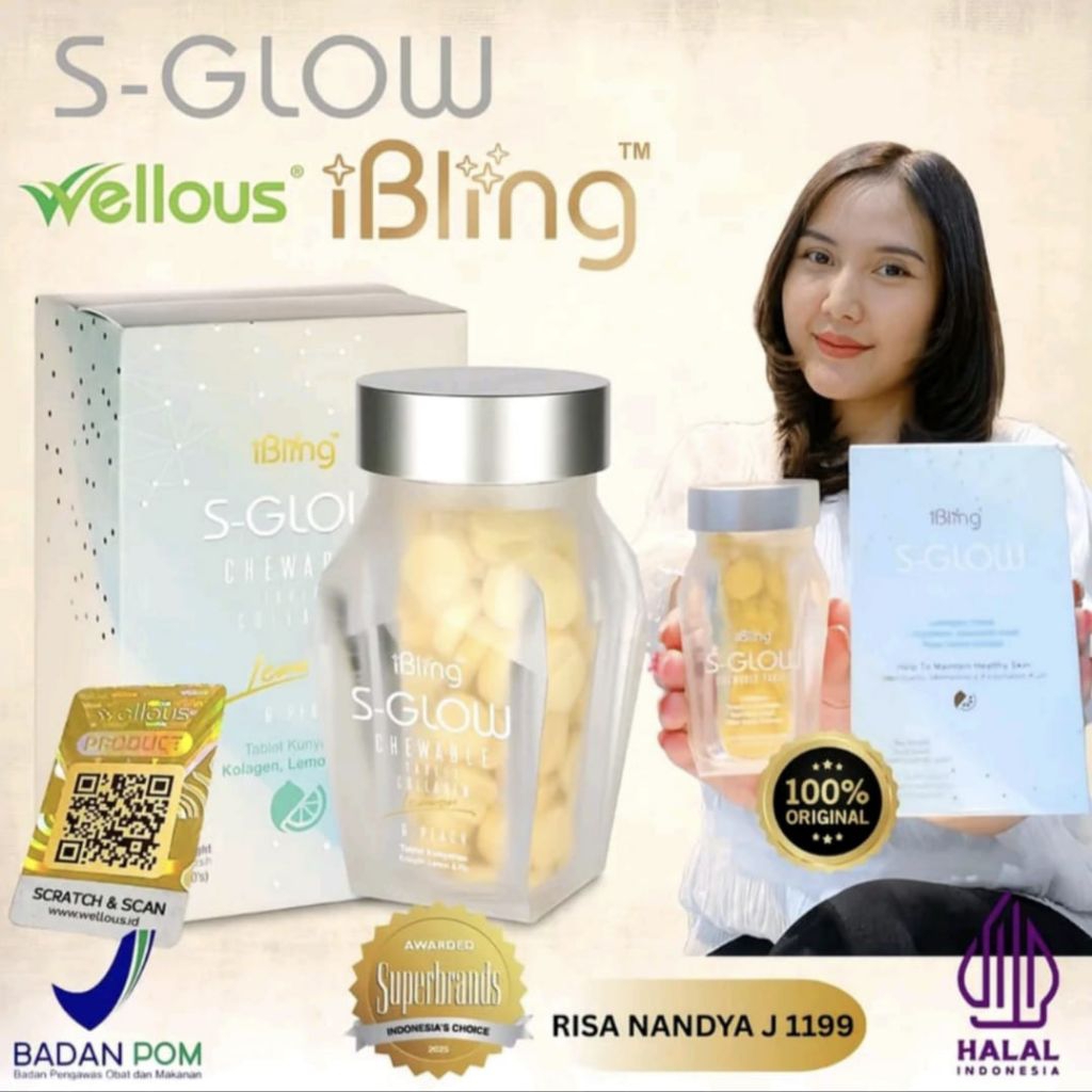 S GLOW SUPLEMEN COLLAGEN ORIGINAL WELLOUS ISI 60 TABLET