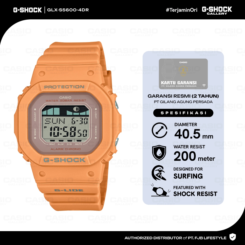 G-Shock Jam Tangan Wanita GLX-S5600-4DR Original Digital Orange
