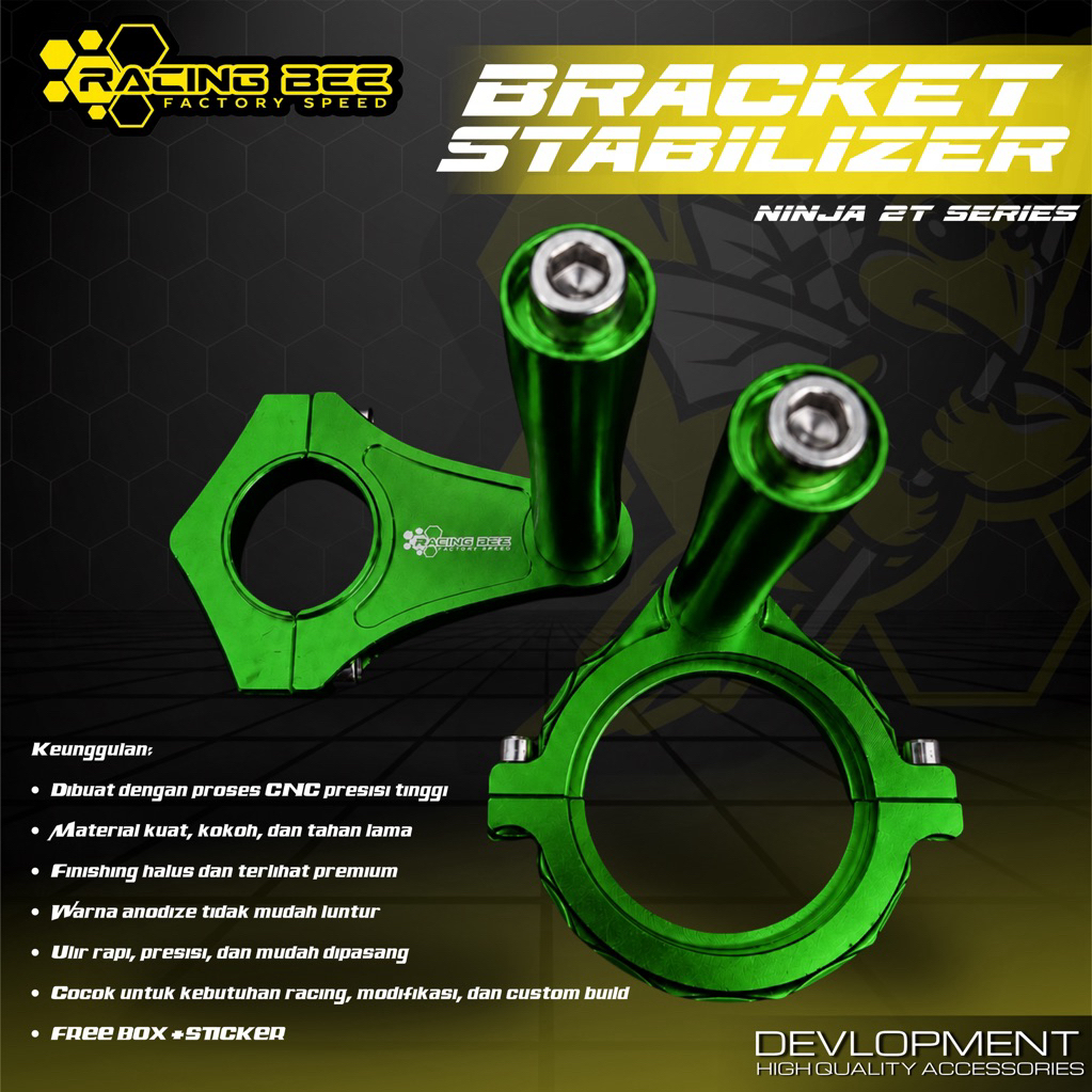 BREKET DUDUKAN STABILIZER NINJA R SS RR FULL CNC GREEN RACING BEE