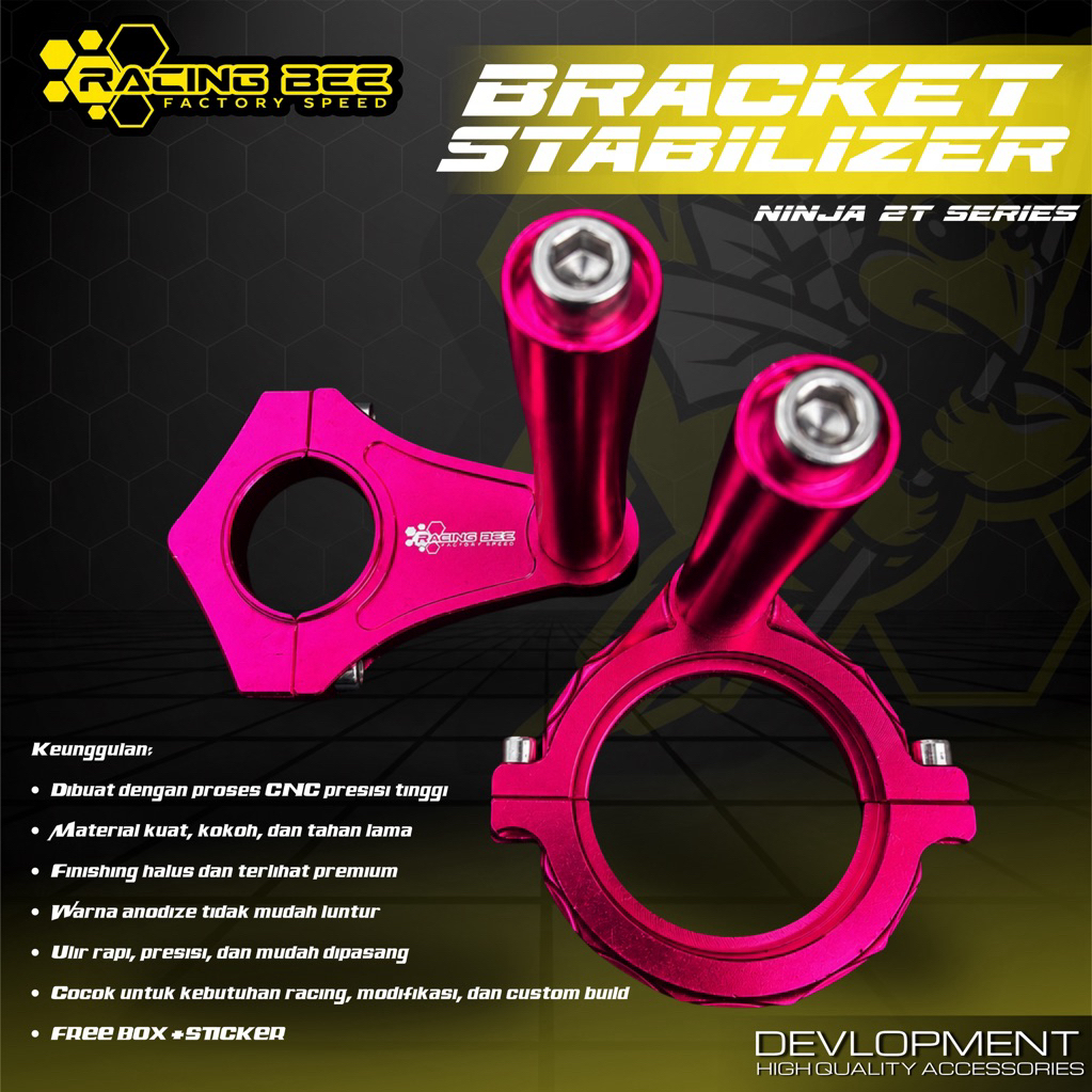 BREKET DUDUKAN STABILIZER NINJA R SS RR FULL CNC PINK RACING BEE