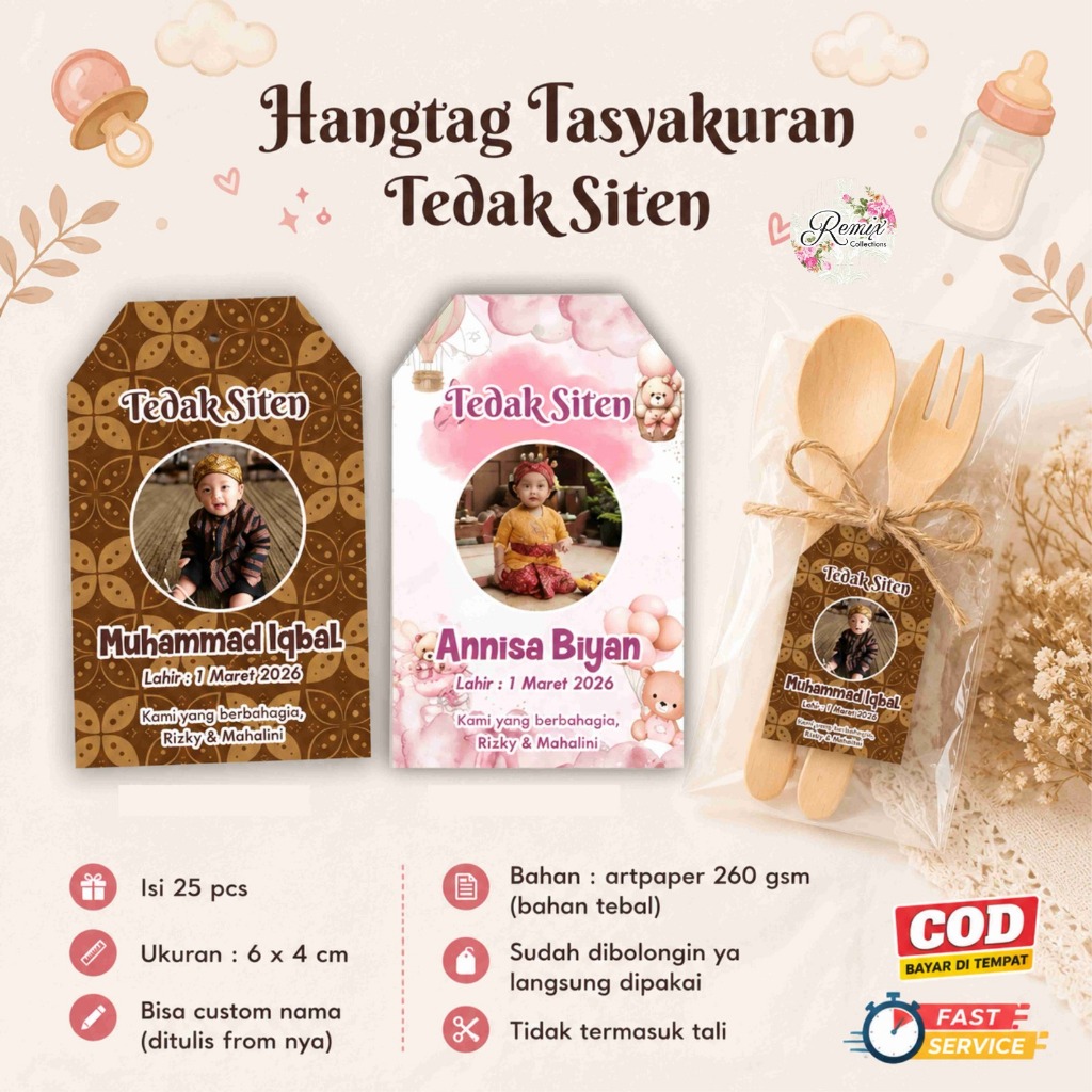 [25 pcs] Hangtag Tasyakuran Tedak Siten / Tag / Label
