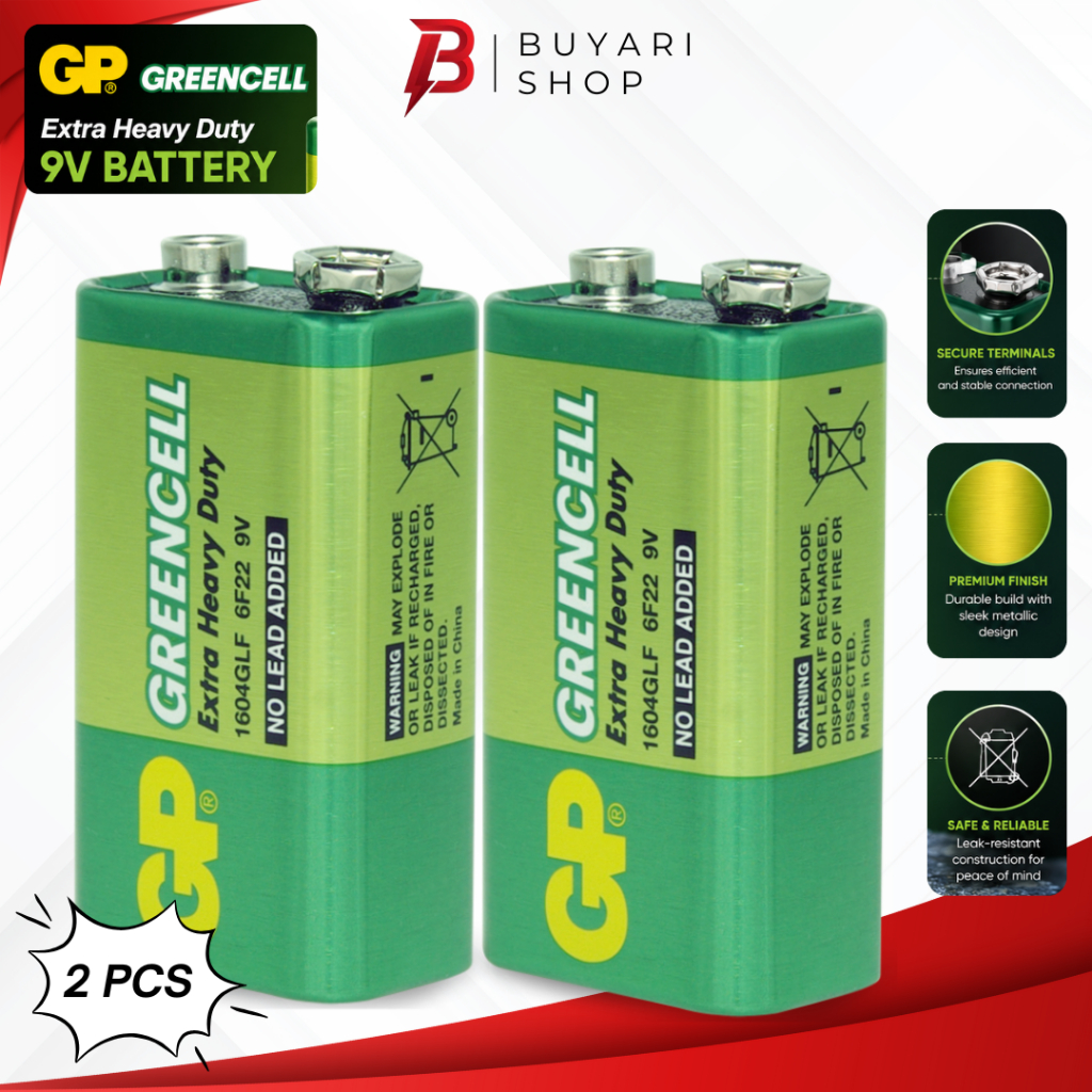 Baterai 9V 9 Volt GP Greencell Batre Kotak 9V 9 Volt Greencell GP Batre Mic Microphone 9V 9 Volt 2 p