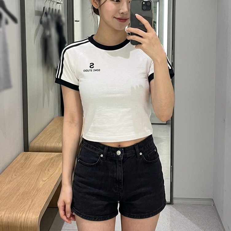 Kaos Wanita Crop Top Rib Studio Song Atasan Wanita Korea Style Terbaru