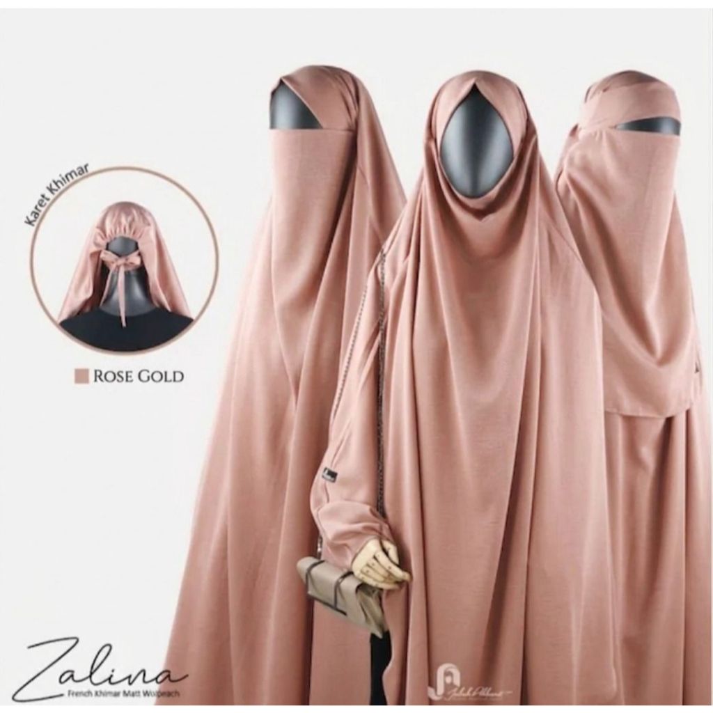 Jubah Akhwat Zalina Hijab Cadar Basic Syari Rose Gold