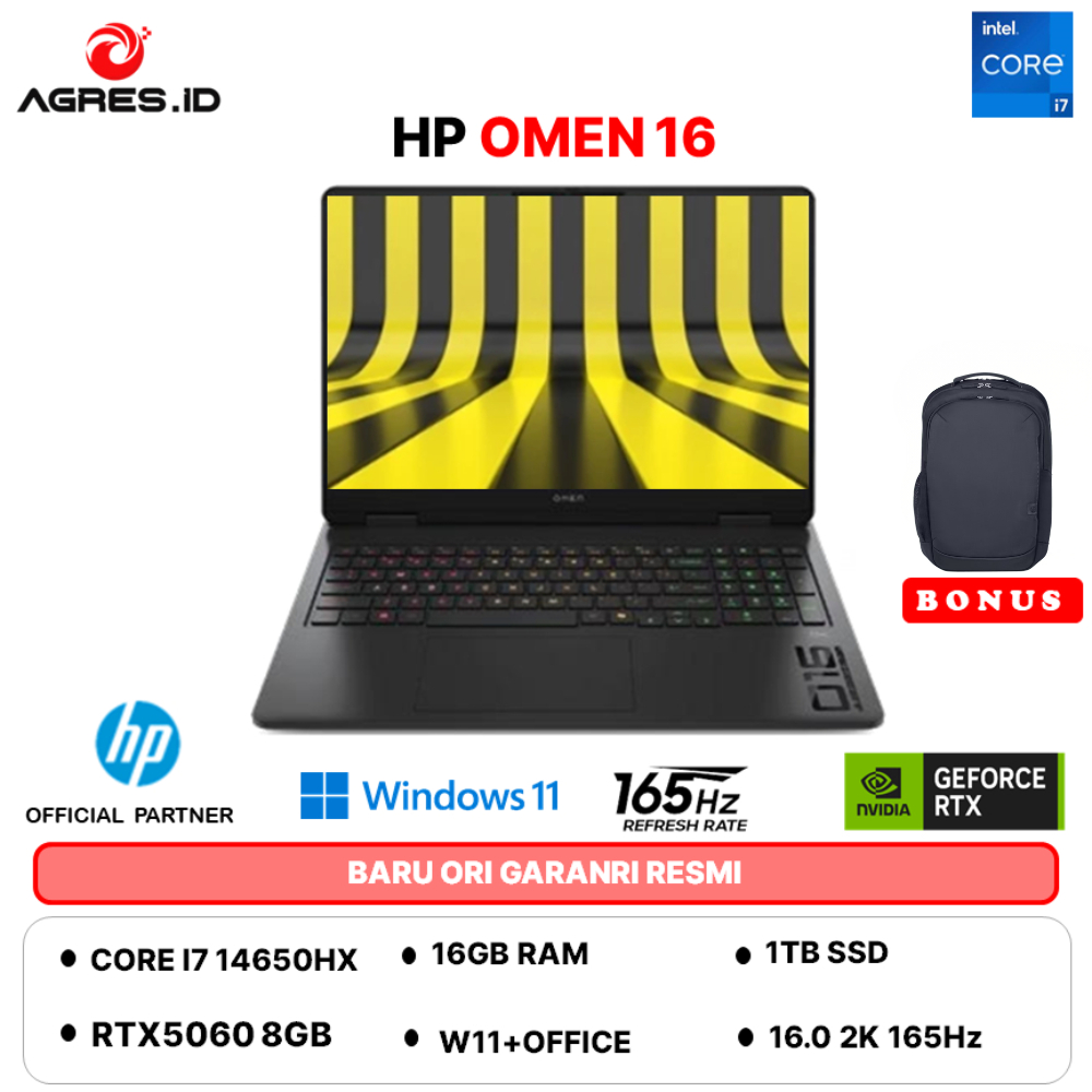 HP OMEN 16 I7 14650HX RTX5060 8GB/ 16GB 1TB W11+OHS+M365B 16.0 2K 165HZ 4ZRGB AM0776TX