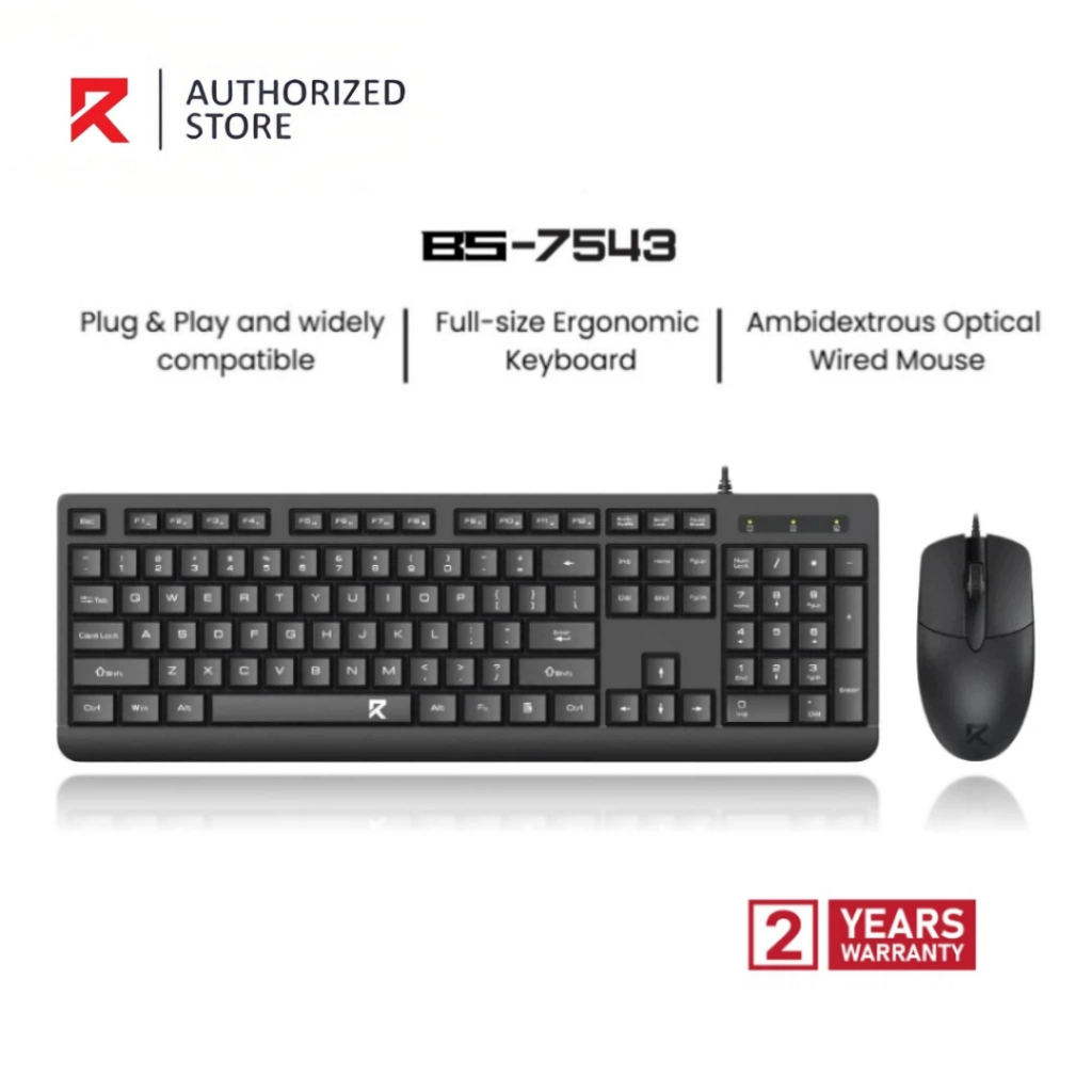 Redragon BS-7543 Combo Membrane keyboard & mouse Wired Compact Office