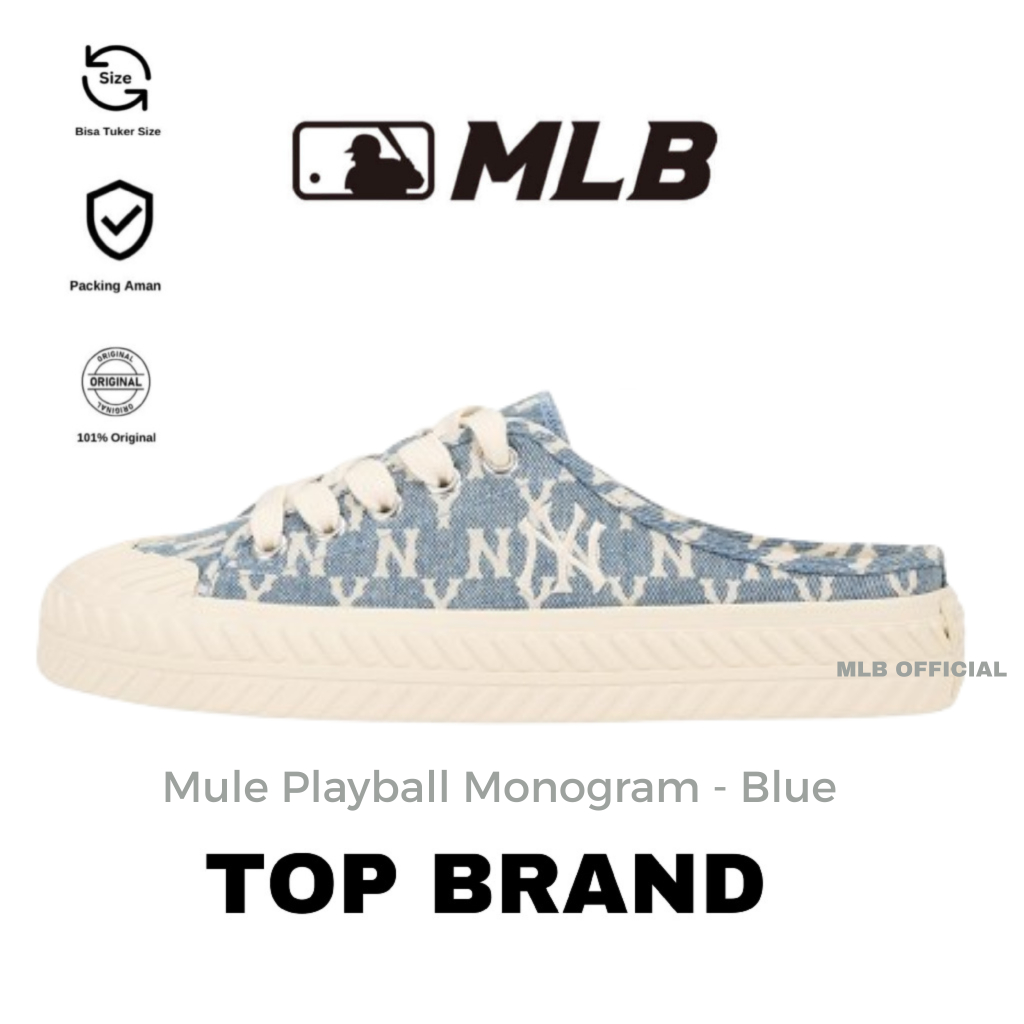MLB Mule Playball Monogram Denim New York Yankees Blue Slop Original