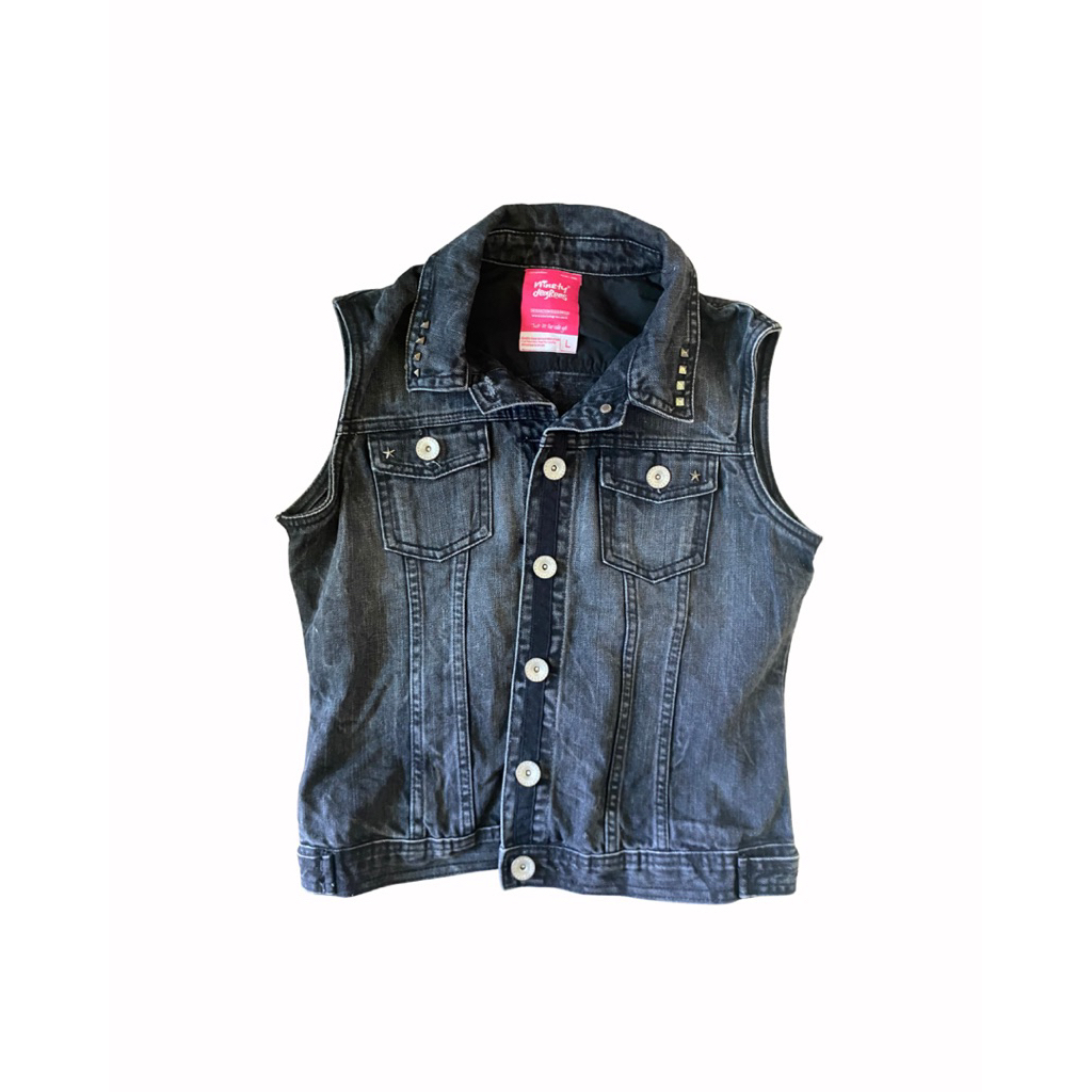 ninety degrees 90s Grunge Studded Denim Vest Jacket | Rompi Jeans Vintage