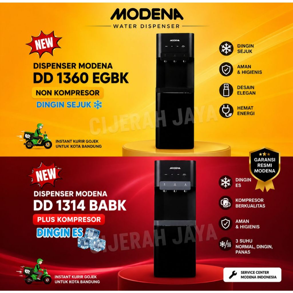 MODENA DISPENSER GALON BAWAH DD 1360 EGBK DD1360EGBK DD 1360EGBK / DISPENSER MODENA 3 KRAN NORMAL PA