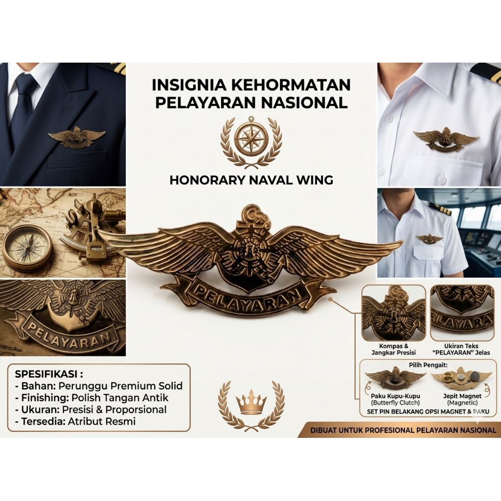 WINGS PIN PELAYARAN - KUNINGAN ASLI