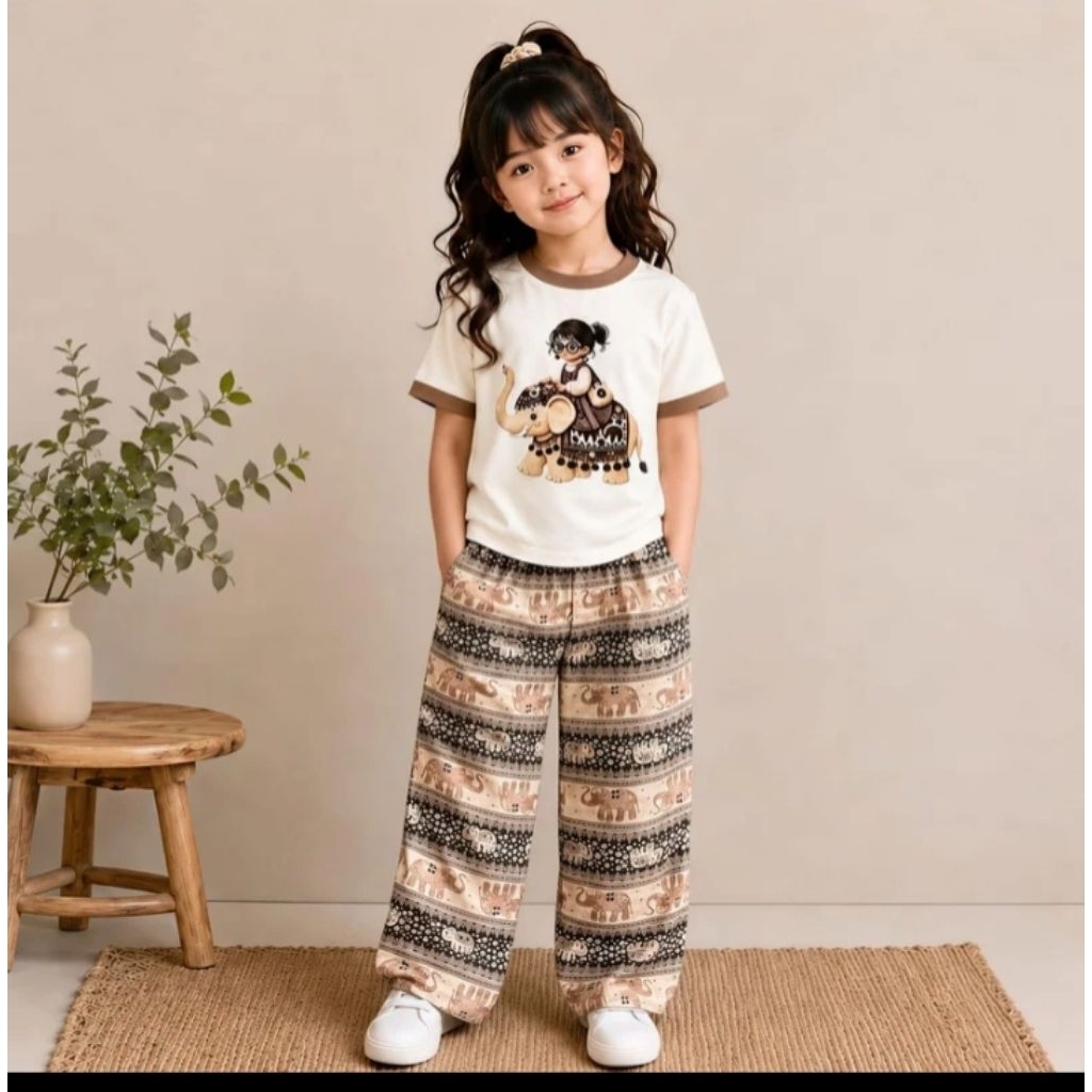 SETELAN ANAK PEREMPUAN Viral motif gajah usia 1_6 THN.
