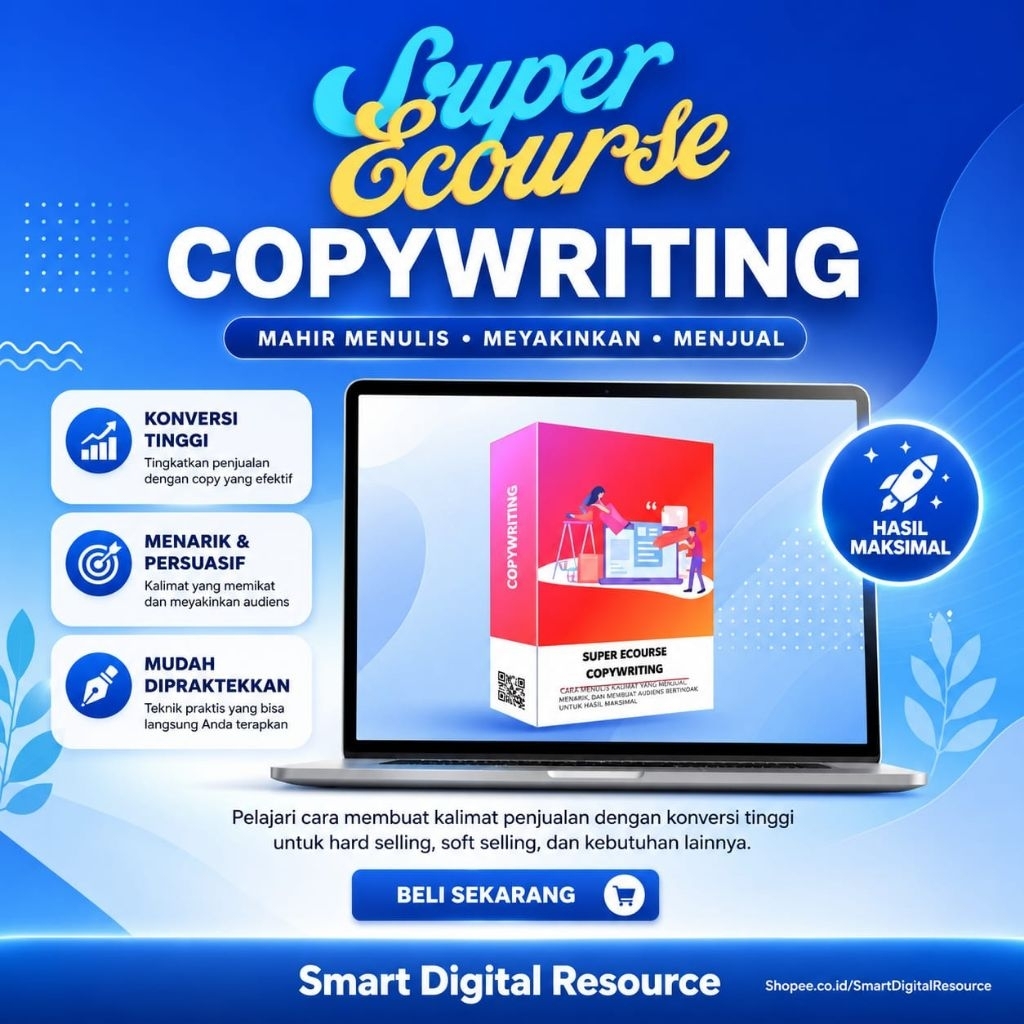 SUPER ECOURSE COPYWRITING  TUTORIAL DIGITAL MARKETING PELUANG USAHA ONLINE INTERNET TOOL BISNIS BONU