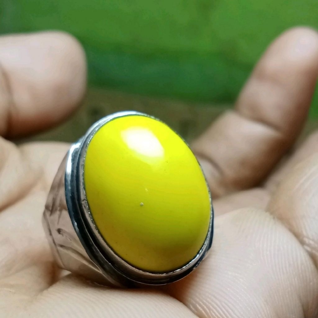 cincin batu akik kembang johar ring monel