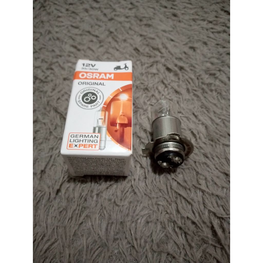 BOHLAM LAMPU DEPAN HALOGEN OSRAM 12V-35W KEKUNINGAN SOKET H6 UNIVERSAL