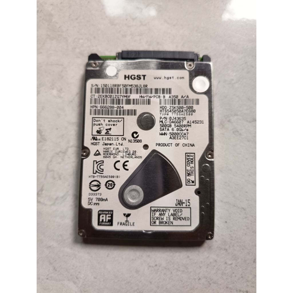 HDD 2.5" HGST 500gb, bekas normal