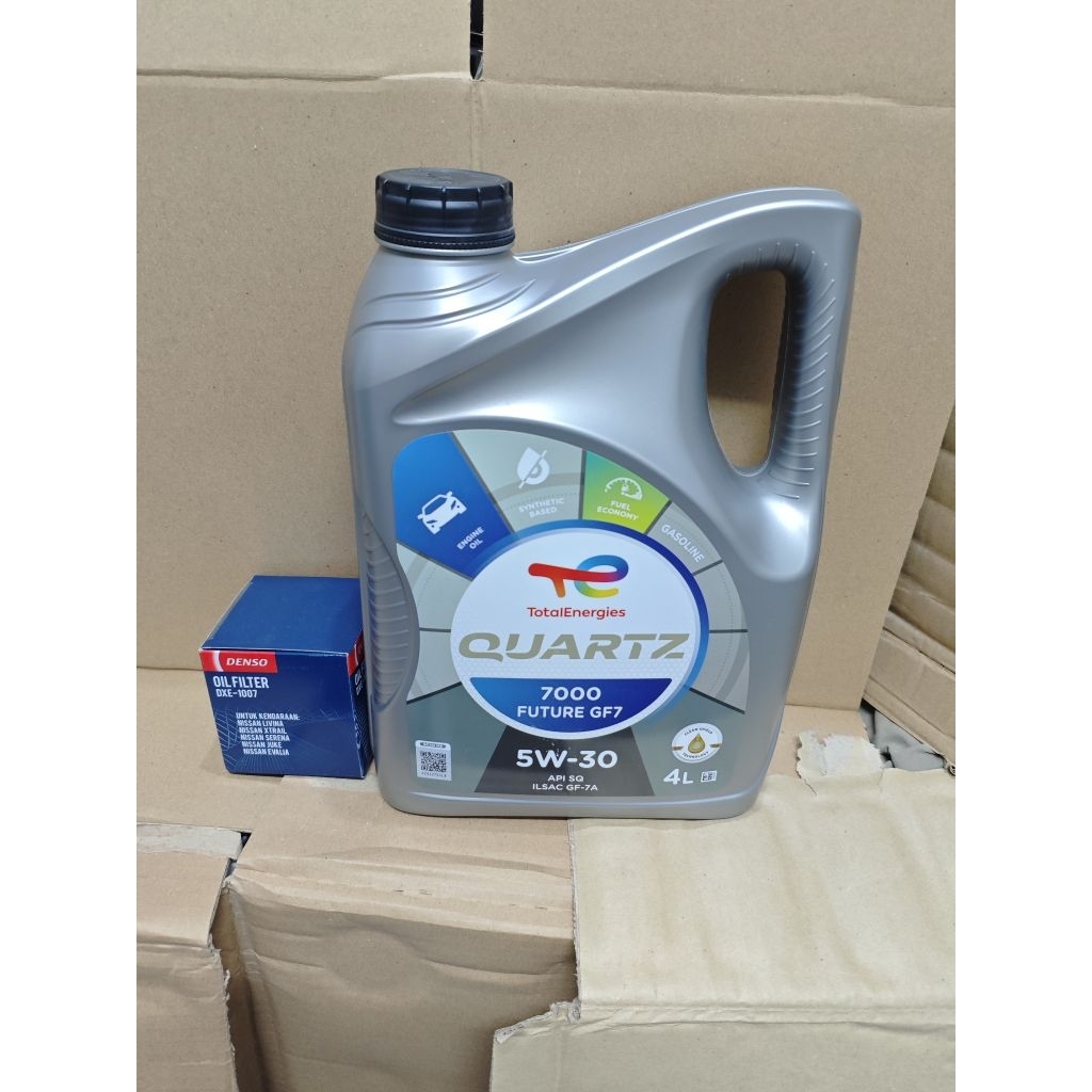 Paket oli mobil total 5w-30 & filter oli nissan