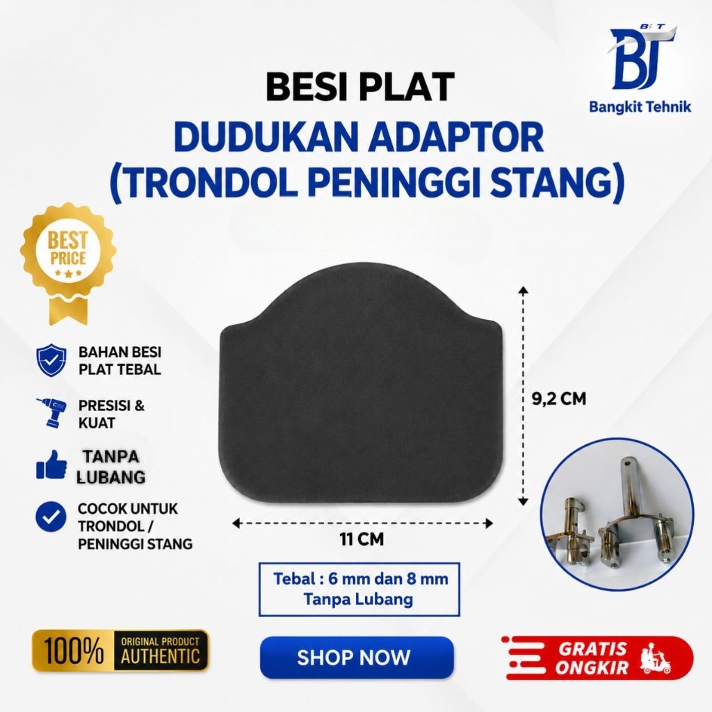 Besi Plat Dudukan Adaptor Peninggi Stang motor Custom ( Tanpa Lubang )