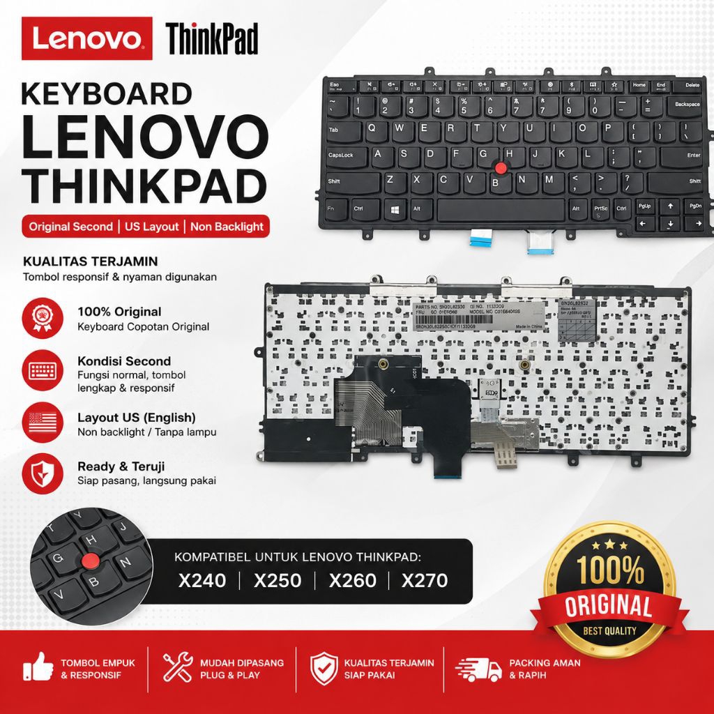 Keyboard Lenovo ThinkPad X240 X250 X260 X270 - Original Second