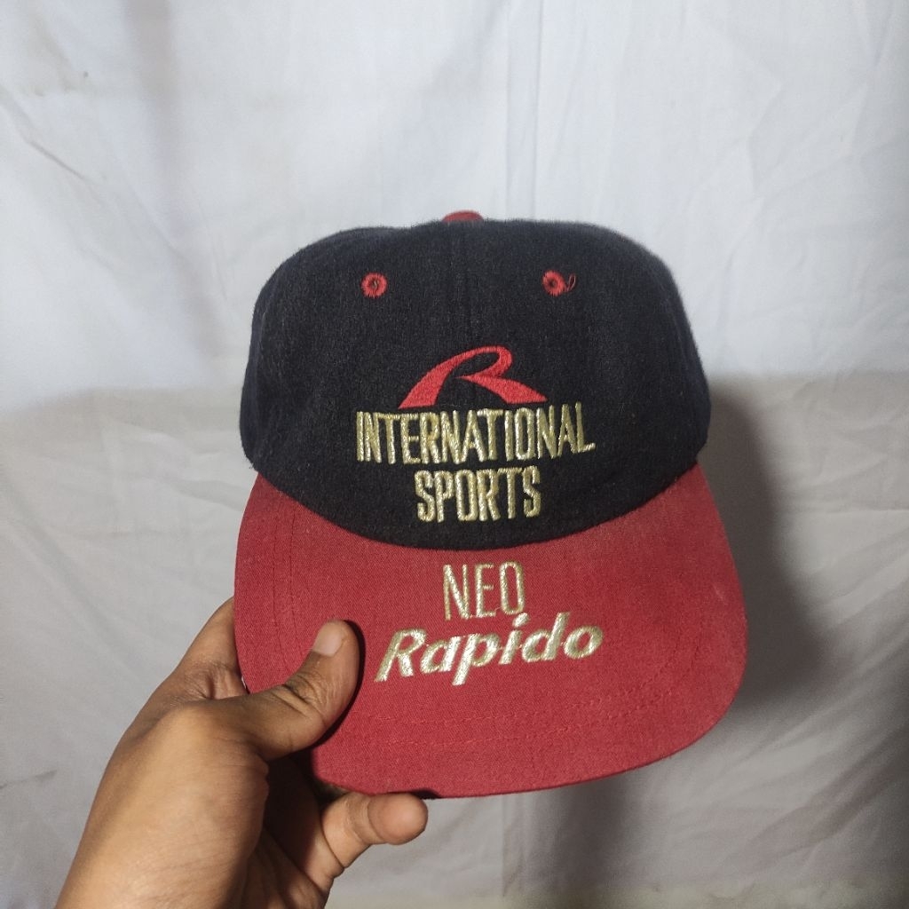 Topi Vintage Neo Rapido International Sports Bahan wool Ceper