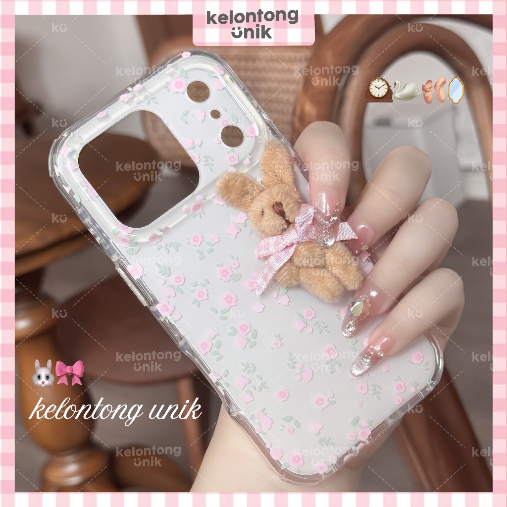KELONTONG UNIK | KIMI 3D Hippers Bunny Doll Flower Case - Hardcase Softcase/ Casing HP for iPhone 13