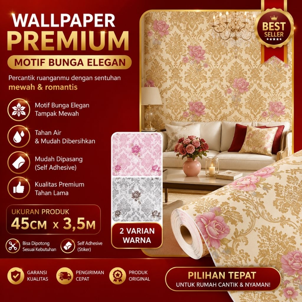 Wallpaper Dinding Motif Batik Bunga Ungu Walpaper Dinding Kamar Tidur Wallpaper Dinding Ruang Tamu M