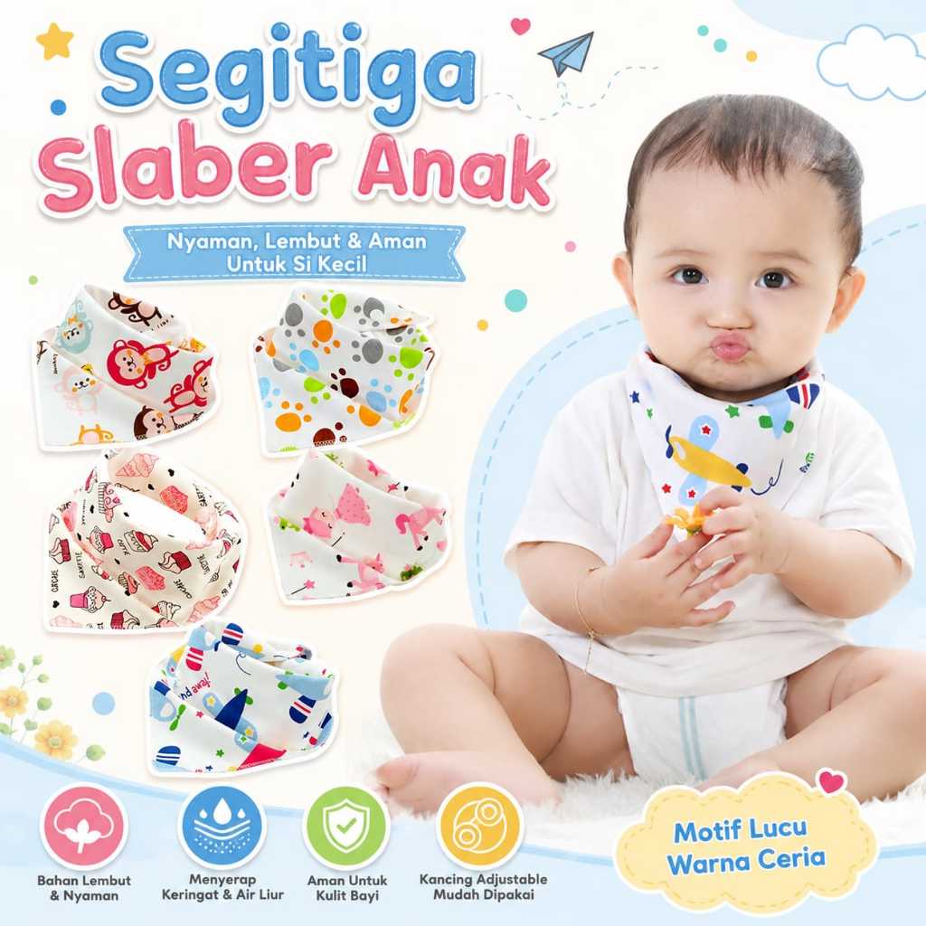 SEGITIGA SLABBER Anak Tatak Selampe Penahan Iler Liur Koboy Celemek Sarung Tangan Murah COD / Tataka