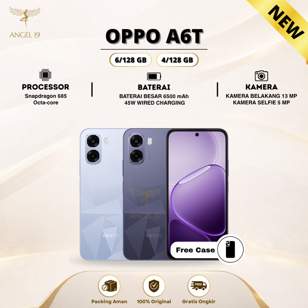 OPPO A6T 6/128 GB - OPPO A6T 4/128 GB GARANSI RESMI - SNAPDRAGON 685 - SUPPORT NFC