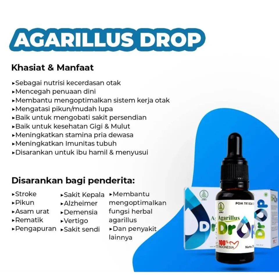 Agarilus Drop 20ml - Herbal untuk Anti Penuaan, Otak, Persendian, dan Kesehatan Mulut
