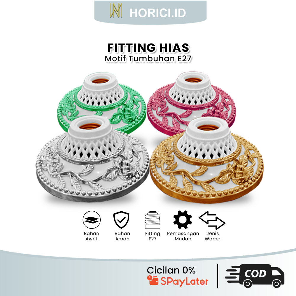 Fitting Lampu Hias E27 Motif Bunga Dudukan Lampu Plafon Dekorasi Rumah Ornamen Bunga Gold Silver Pin
